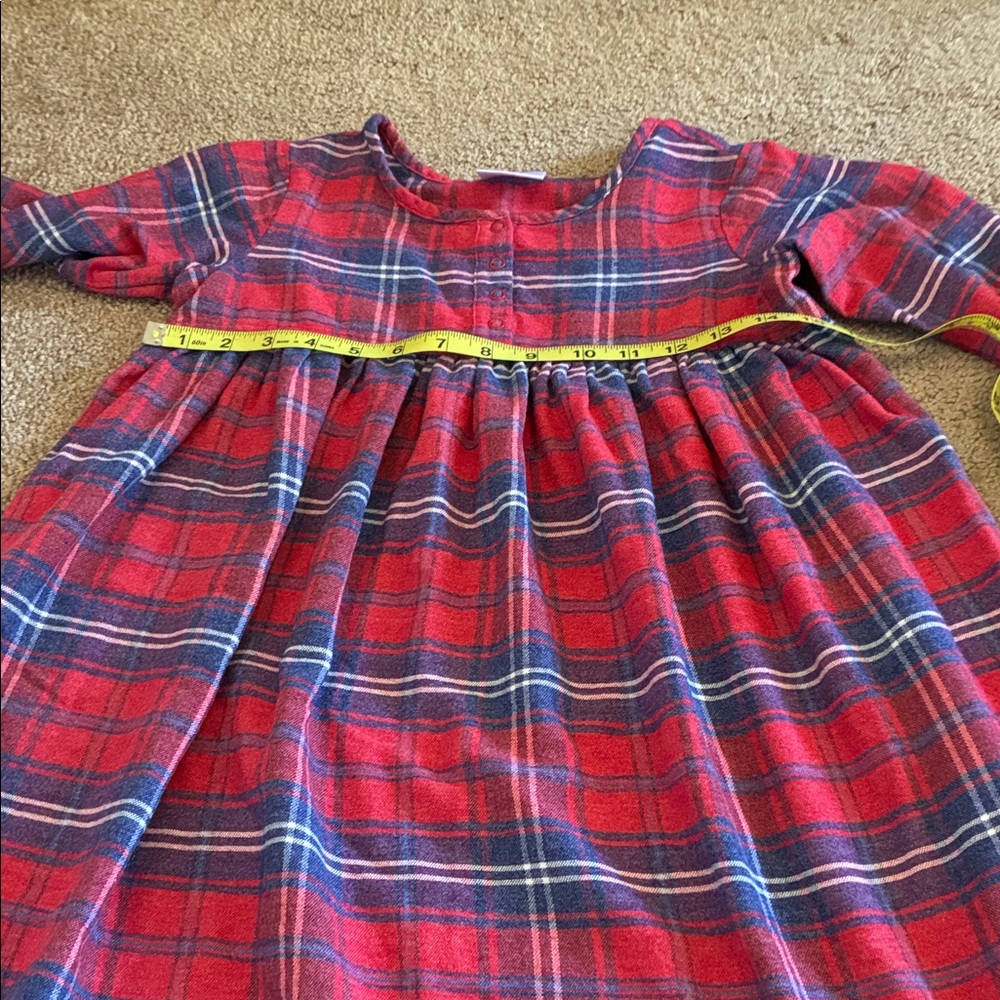 Hanna Andersson Girls Red & Blue Plaid Flannel Ruffle Dress Size 130 - Picture 5 of 6